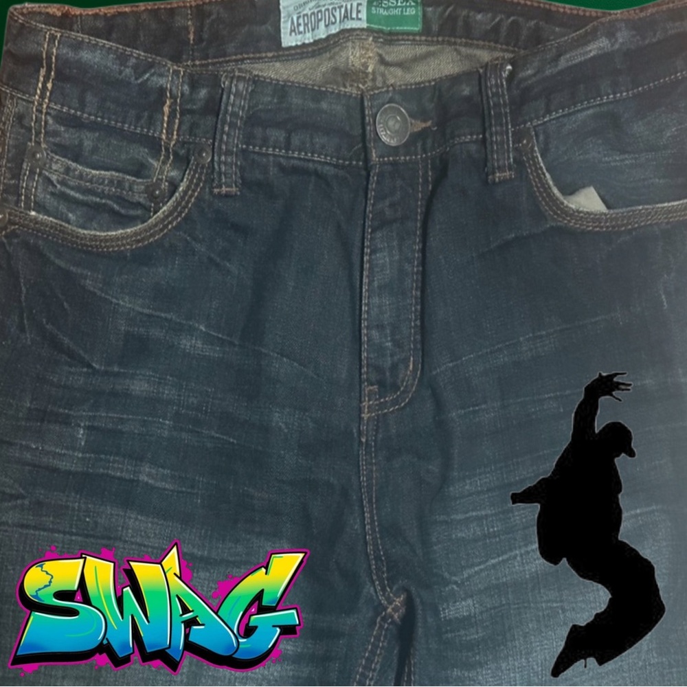 Hipster Aeropostale Men's Blue Jeans 34/30 - Picture 2 of 10